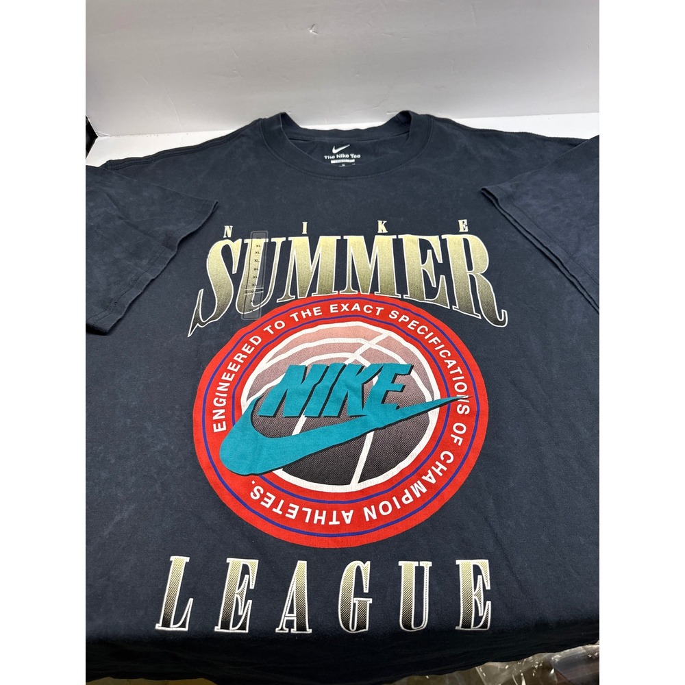 Nike Summer League Graphic T-Shirt Mens XL Loose Fit Washed Black DJ5219-010